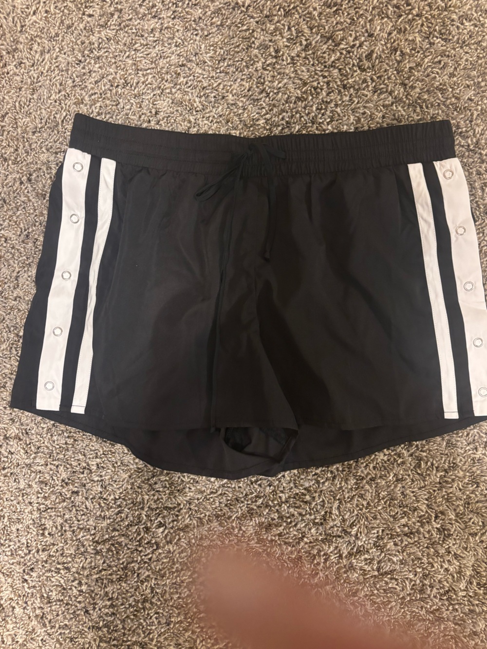 Women’s Black Athletic Snap-Strip Shorts